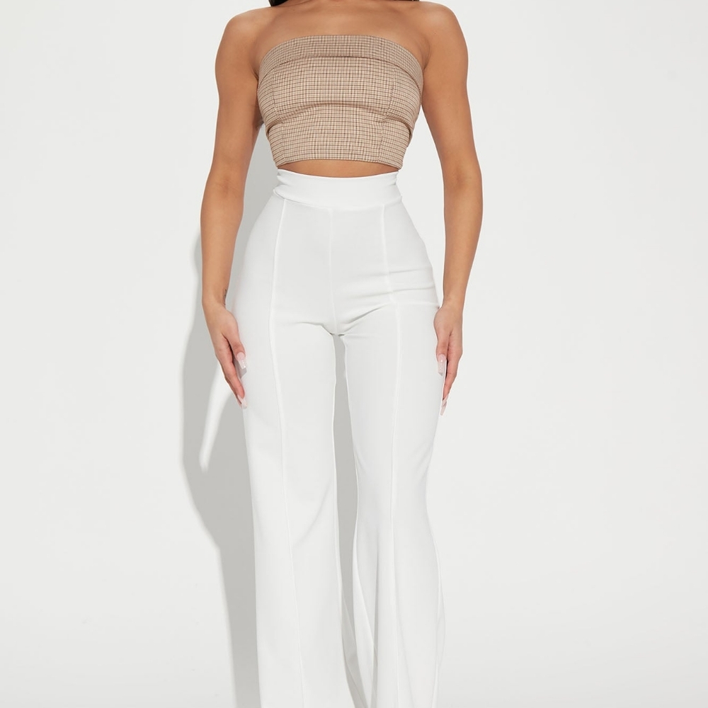 White flare leg pants